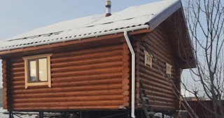 Баня из оцилиндрованного бревна под ключ в таре - от 133445 рублей